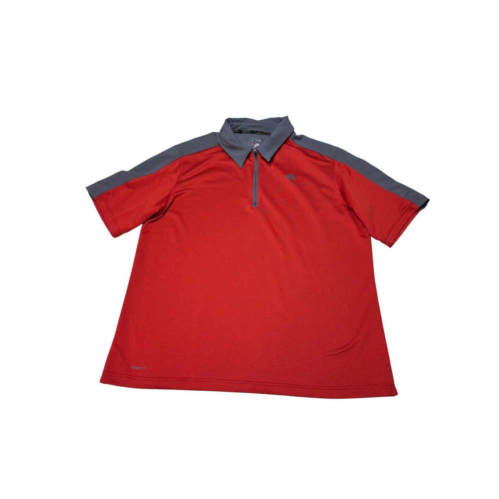Nike ACG Fit Dry Red Grey Quarter Zip Polo Shirt Mens Large ACGM1011K